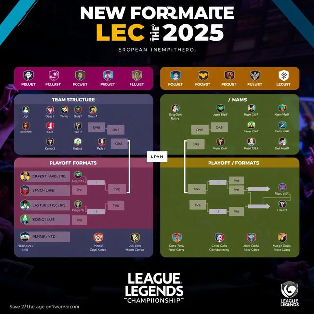 A detailed infographic illustrating the new format of the LEC (League of Legends European Championship) 2025