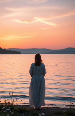 A serene and reflective landscape scene capturing the essence of dealing with the loss of a loved one