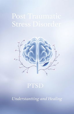 A serene and calming cover page design focused on Post Traumatic Stress Disorder (PTSD)