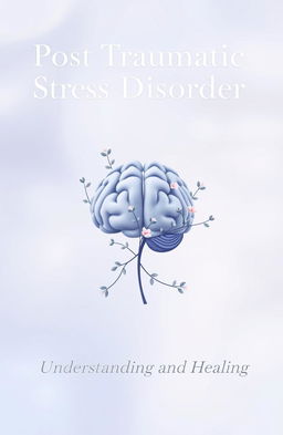 A serene and calming cover page design focused on Post Traumatic Stress Disorder (PTSD)