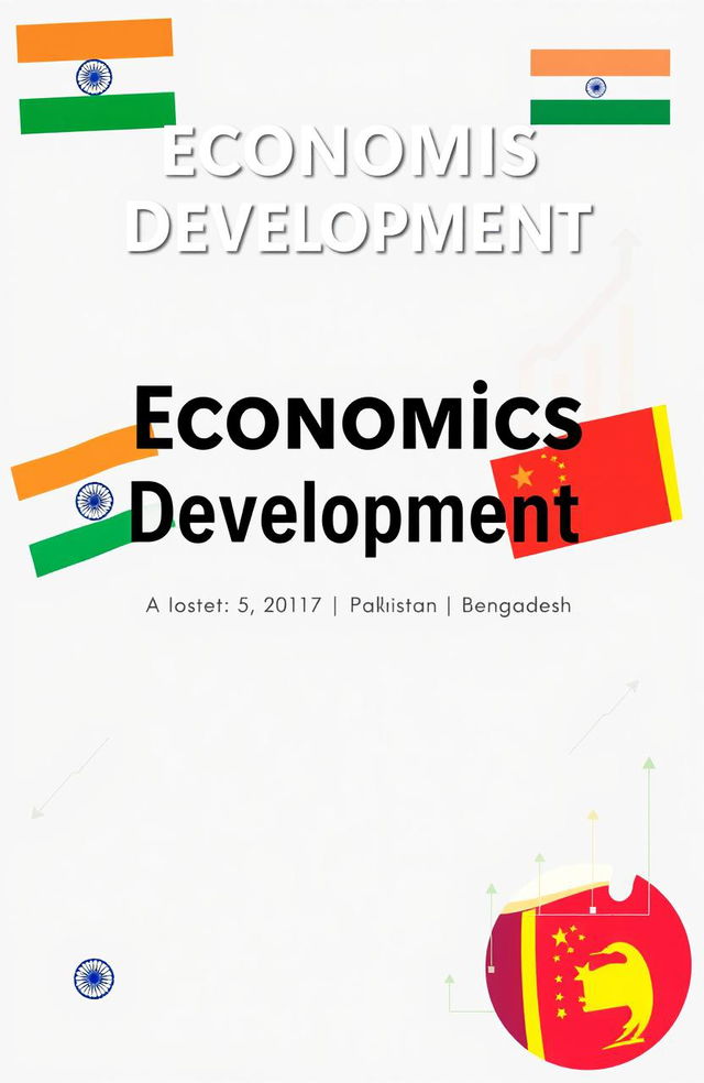 A professional and eye-catching cover page for a project file titled 'Economics Development: India vs China vs Pakistan vs Bangladesh vs Sri Lanka'