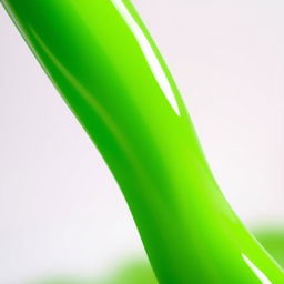 A highly detailed close-up of a completely still green slime, showcasing its glossy, smooth texture and vibrant color