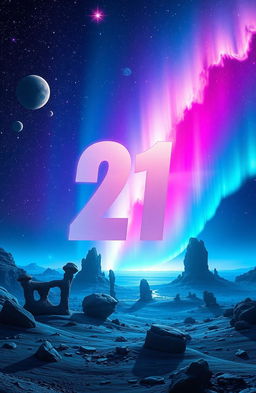 Album cover featuring the number '21' prominently displayed in a stylish and artistic font