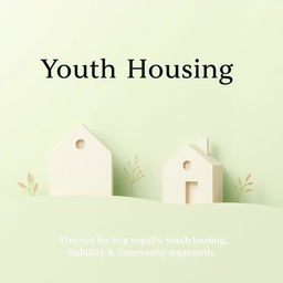 A professional image featuring a calming, neutral green or sage background, representing themes of youth housing, stability, and community support