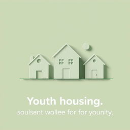 A professional image featuring a calming, neutral green or sage background, representing themes of youth housing, stability, and community support