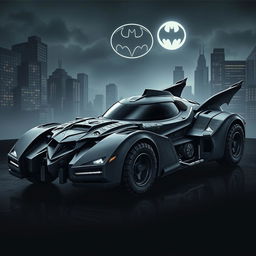 A custom Batmobile design for Batman that incorporates elements from the classic 1966 Batmobile, the sleek 1989 Batmobile, the modern aesthetics of the 2005 Batmobile, and the tactical features of the 2009 Batmobile, enhanced with a robust, masculine, military-inspired design