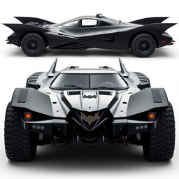 A robust, militaristic Batmobile inspired by the classic 1966, 1989, 2005, and 2009 designs
