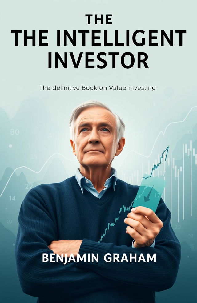 A high-quality, artistic cover design for 'The Intelligent Investor: The Definitive Book on Value Investing' by Benjamin Graham