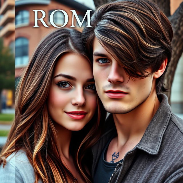 A romantic book cover featuring a duo of college students