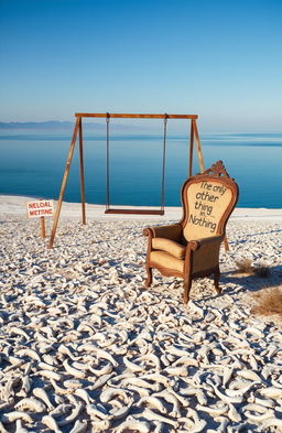 A desolate, alien landscape featuring the Salton Sea, resembling a post-apocalyptic graveyard in California