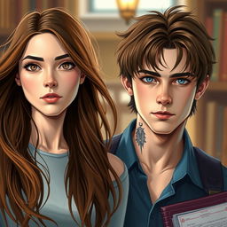 A semi-realistic portrayal of a romantic duo of college students
