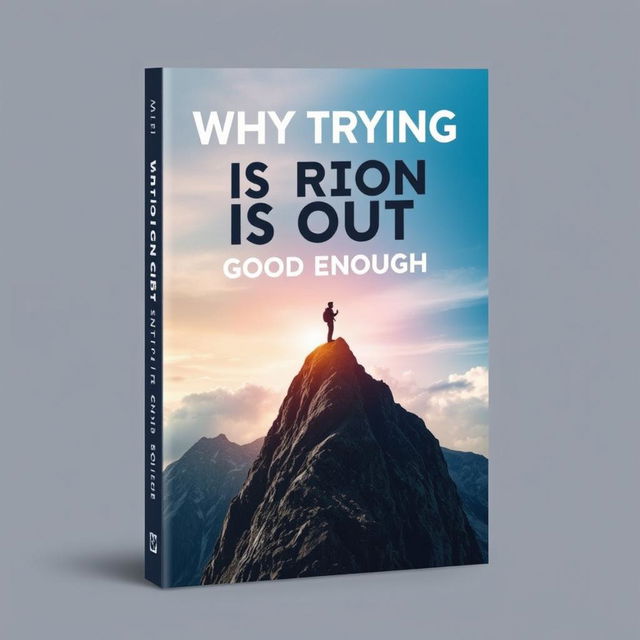 An engaging and thought-provoking book cover design for the title 'Why Trying is Not Good Enough', illustrating the struggle between effort and achievement