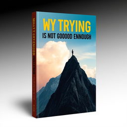 An engaging and thought-provoking book cover design for the title 'Why Trying is Not Good Enough', illustrating the struggle between effort and achievement