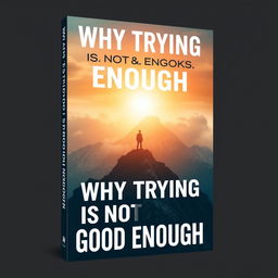 An engaging and thought-provoking book cover design for the title 'Why Trying is Not Good Enough', illustrating the struggle between effort and achievement