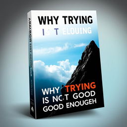 An engaging and thought-provoking book cover design for the title 'Why Trying is Not Good Enough', illustrating the struggle between effort and achievement