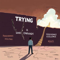A powerful and thought-provoking illustration representing the concept 'Why Trying is Not Good Enough'