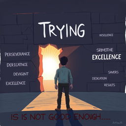 A powerful and thought-provoking illustration representing the concept 'Why Trying is Not Good Enough'