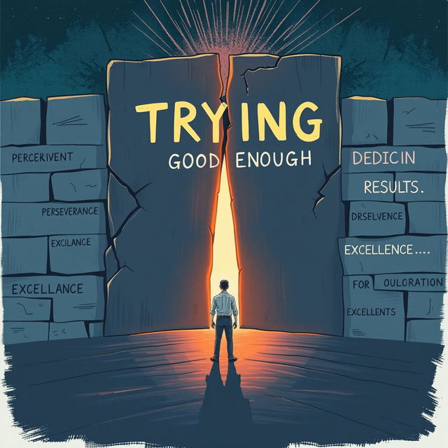 A powerful and thought-provoking illustration representing the concept 'Why Trying is Not Good Enough'