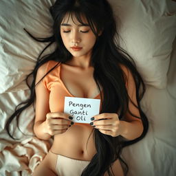A beautifully realistic full body shot of a 20-year-old girl with a cute Japanese face, exhibiting a slim body and very massive breasts