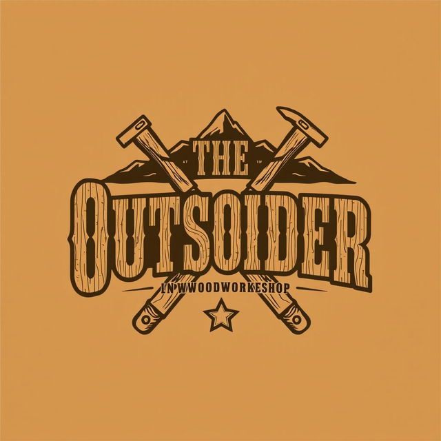 A logo design for a woodworking shop featuring the text "The Outsider" styled in an Old West theme