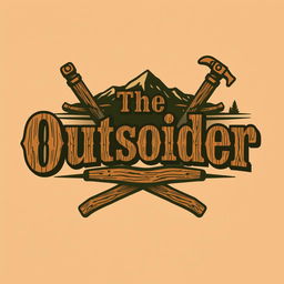 A logo design for a woodworking shop featuring the text "The Outsider" styled in an Old West theme