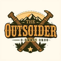 A logo design for a woodworking shop featuring the text "The Outsider" styled in an Old West theme