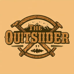 A logo design for a woodworking shop featuring the text "The Outsider" styled in an Old West theme