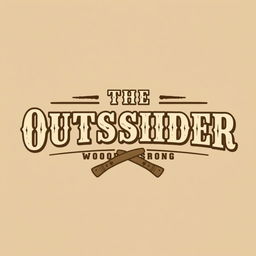 A logo design for a woodworking shop named "The Outsider", featuring bold lettering in an Old West style