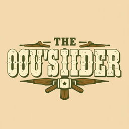 A logo design for a woodworking shop named "The Outsider", featuring bold lettering in an Old West style