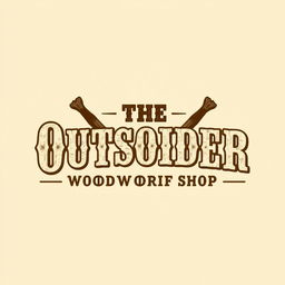 A logo design for a woodworking shop named "The Outsider", featuring bold lettering in an Old West style