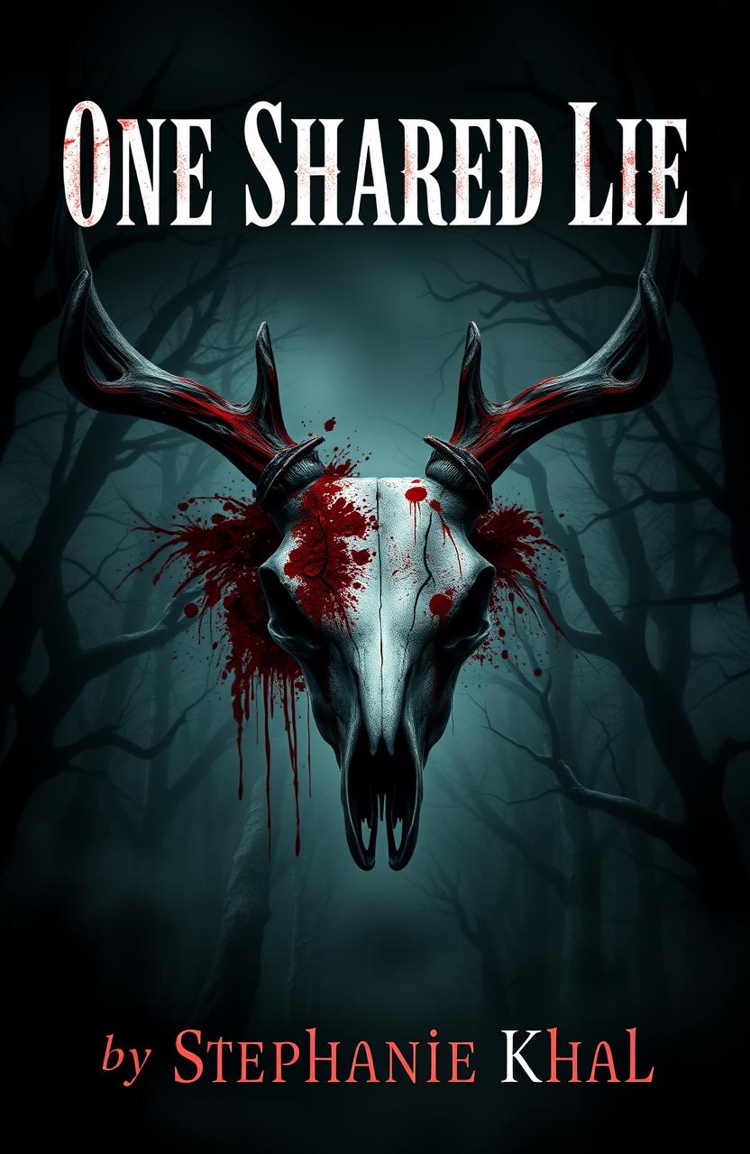 A book cover design for a novel titled 'One Shared Lie' by Stephanie Khal