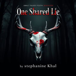 A visually captivating book cover for a novel titled 'One Shared Lie' by Stephanie Khal
