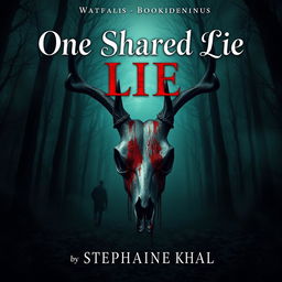 A visually captivating book cover for a novel titled 'One Shared Lie' by Stephanie Khal