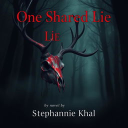 A captivating book cover design for a novel titled 'One Shared Lie' by Stephanie Khal