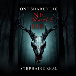 A captivating book cover design for a novel titled 'One Shared Lie' by Stephanie Khal