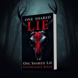 A captivating book cover design for a novel titled 'One Shared Lie' by Stephanie Khal