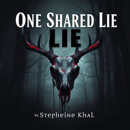 A captivating book cover design for a novel titled 'One Shared Lie' by Stephanie Khal