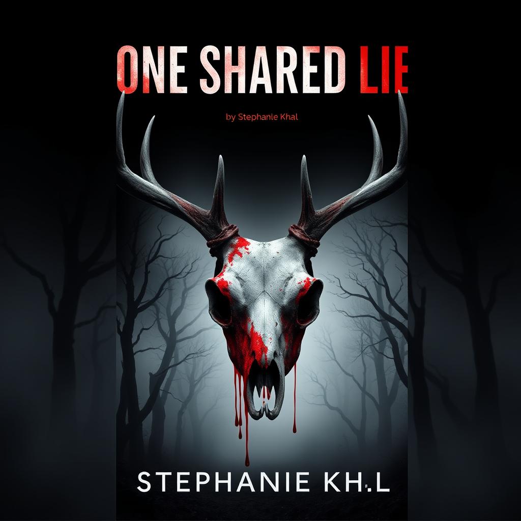 A striking book cover design for the novel 'One Shared Lie' by Stephanie Khal