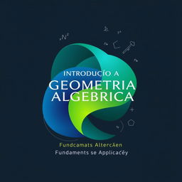 An elegant cover design for a book titled 'Introdução à Geometria Algébrica: Fundamentos e Aplicações'
