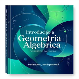 An elegant cover design for a book titled 'Introdução à Geometria Algébrica: Fundamentos e Aplicações'