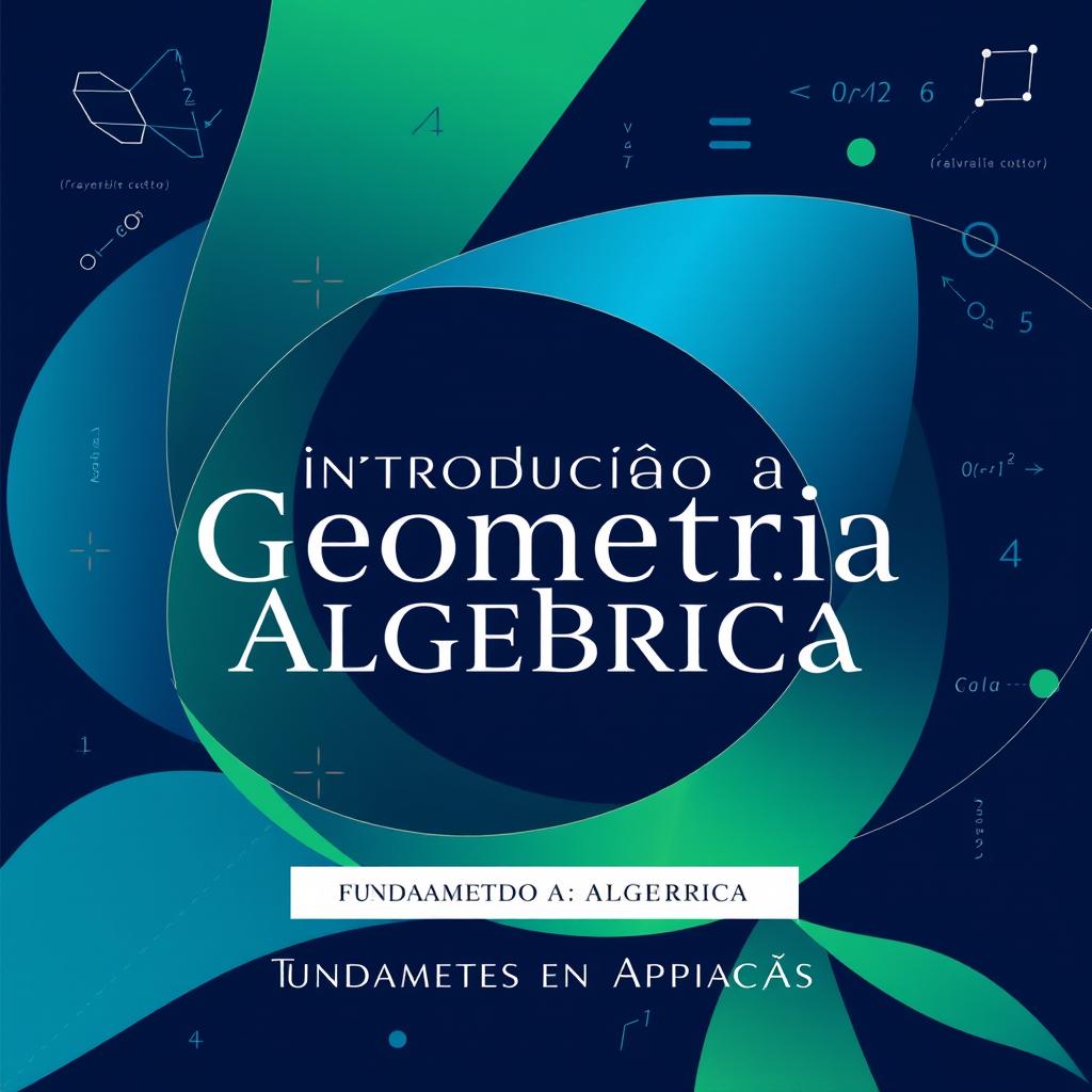 An elegant cover design for a book titled 'Introdução à Geometria Algébrica: Fundamentos e Aplicações'