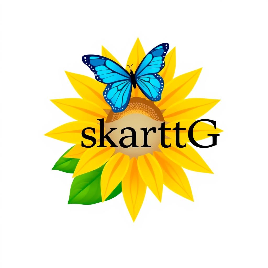 A striking logo design featuring a stylized radiant sunflower with vibrant yellow petals symbolizing positivity and energy