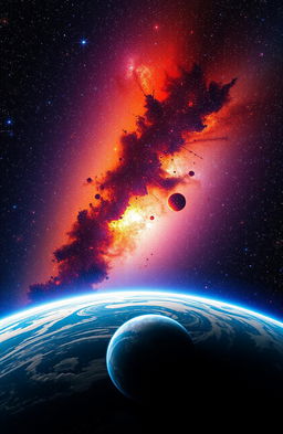 A stunning view of outer space, featuring a galaxy full of colorful stars and nebulae, with bright and vibrant colors illuminating the darkness of the cosmos