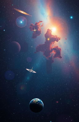 A stunning view of outer space, featuring a galaxy full of colorful stars and nebulae, with bright and vibrant colors illuminating the darkness of the cosmos
