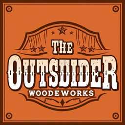 Logo design for a creative woodworking shop featuring the text "The Outsider" styled like an old western poster