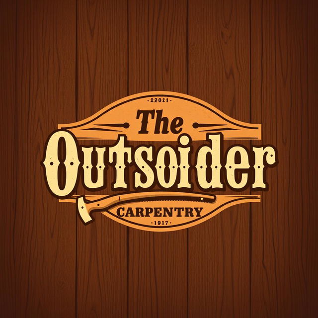 A logo design for a carpentry business featuring the text 'The Outsider', styled like an old west poster