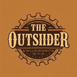 A logo design for a woodworking shop featuring the text "The Outsider" in a vintage Wild West style