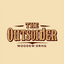 A logo design for a woodworking shop featuring the text "The Outsider" in a vintage Wild West style