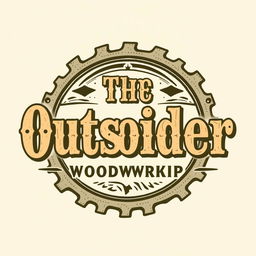A logo design for a woodworking shop featuring the text "The Outsider" in a vintage Wild West style
