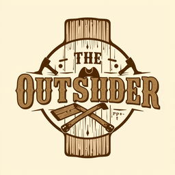 A vintage logo design for a carpentry business named "The Outsider", featuring elements inspired by the old west